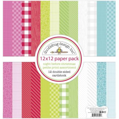 Doodlebug Night Before Christmas Designpapier - Petite Print Assortment Pack